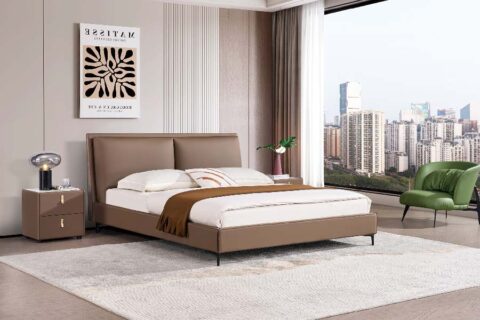 Giường ngủ 1,8m X 2m da bò cao cấp nhập khẩu G-C553