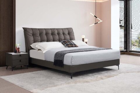Giường ngủ bọc da sang trọng nhập khẩu da bò G-385